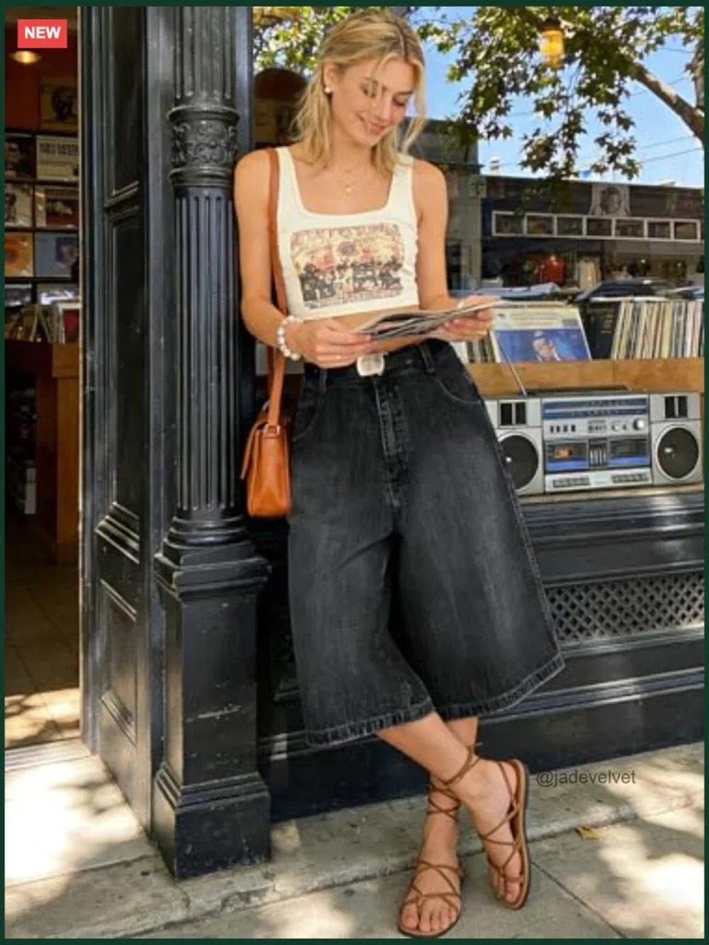Wide Leg Baggy Jorts Y2k Bermuda Shorts Elastic Waist Denim with Pockets